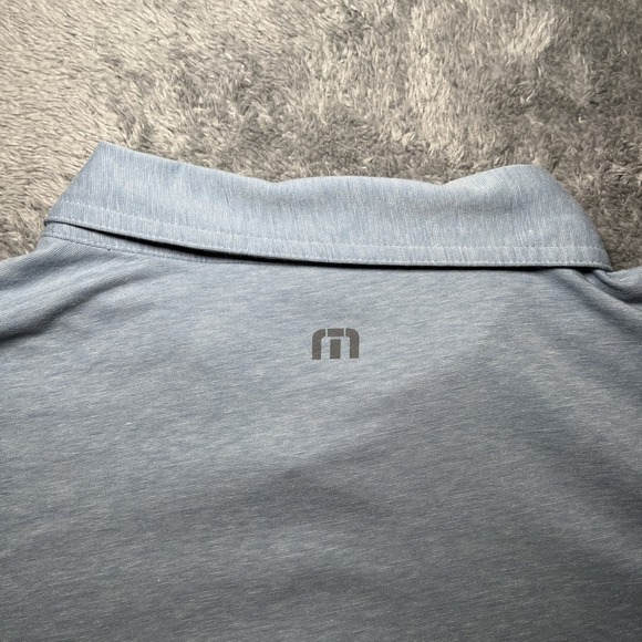 Travis Matthew Men's SZ 3XL Short Sleeve Gold Polo Baby Blue W Grey Stripe Shirt - Picture 16 of 16